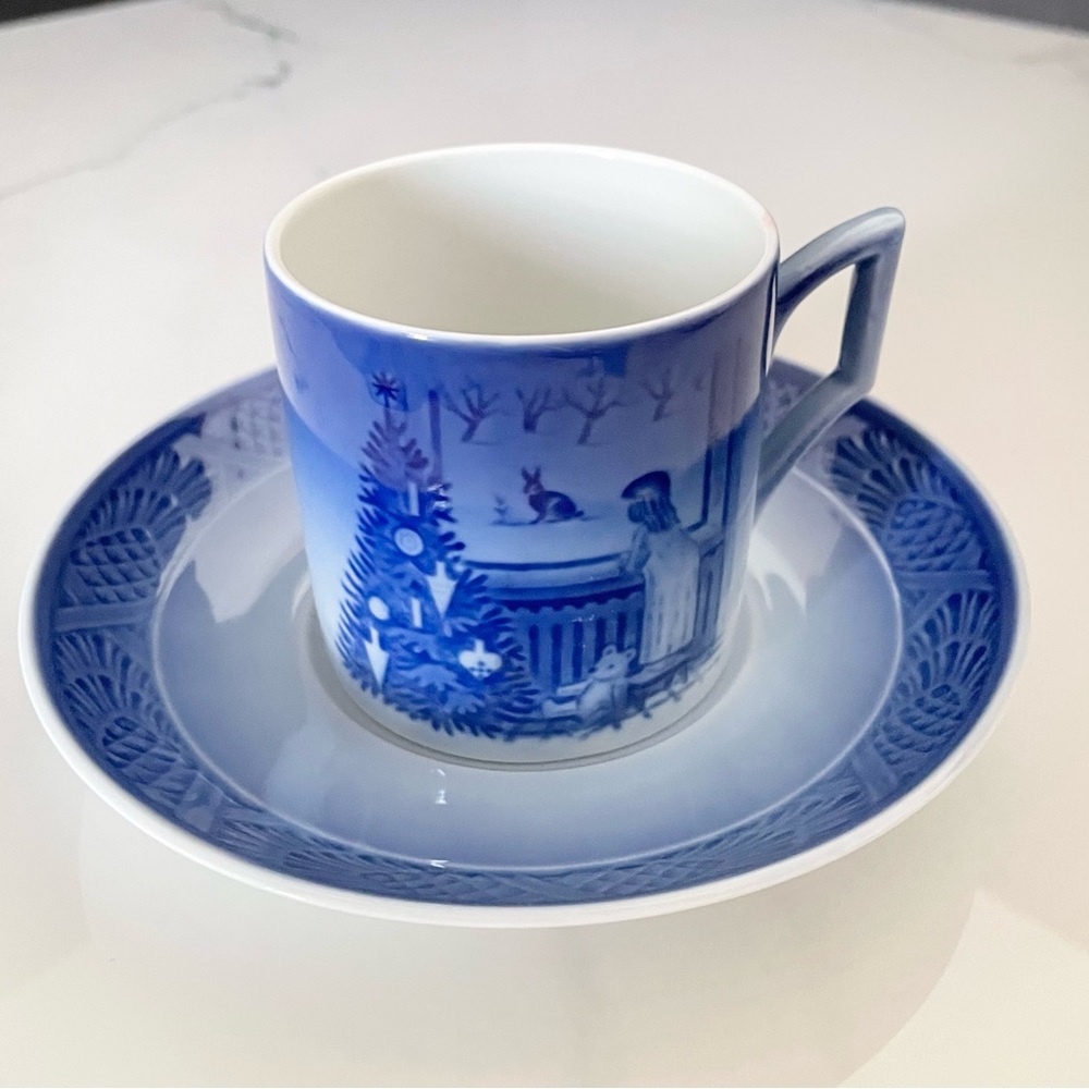 1982 Cup & Saucer SET - "Waiting for Christmas" by Royal Copenhagen